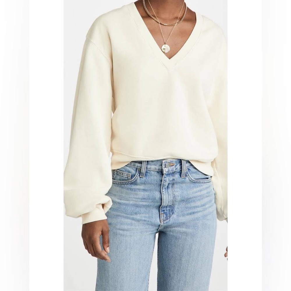 Agolde Cream V-Neck Sweatshirt